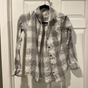 x-small grey and white plaid flannel